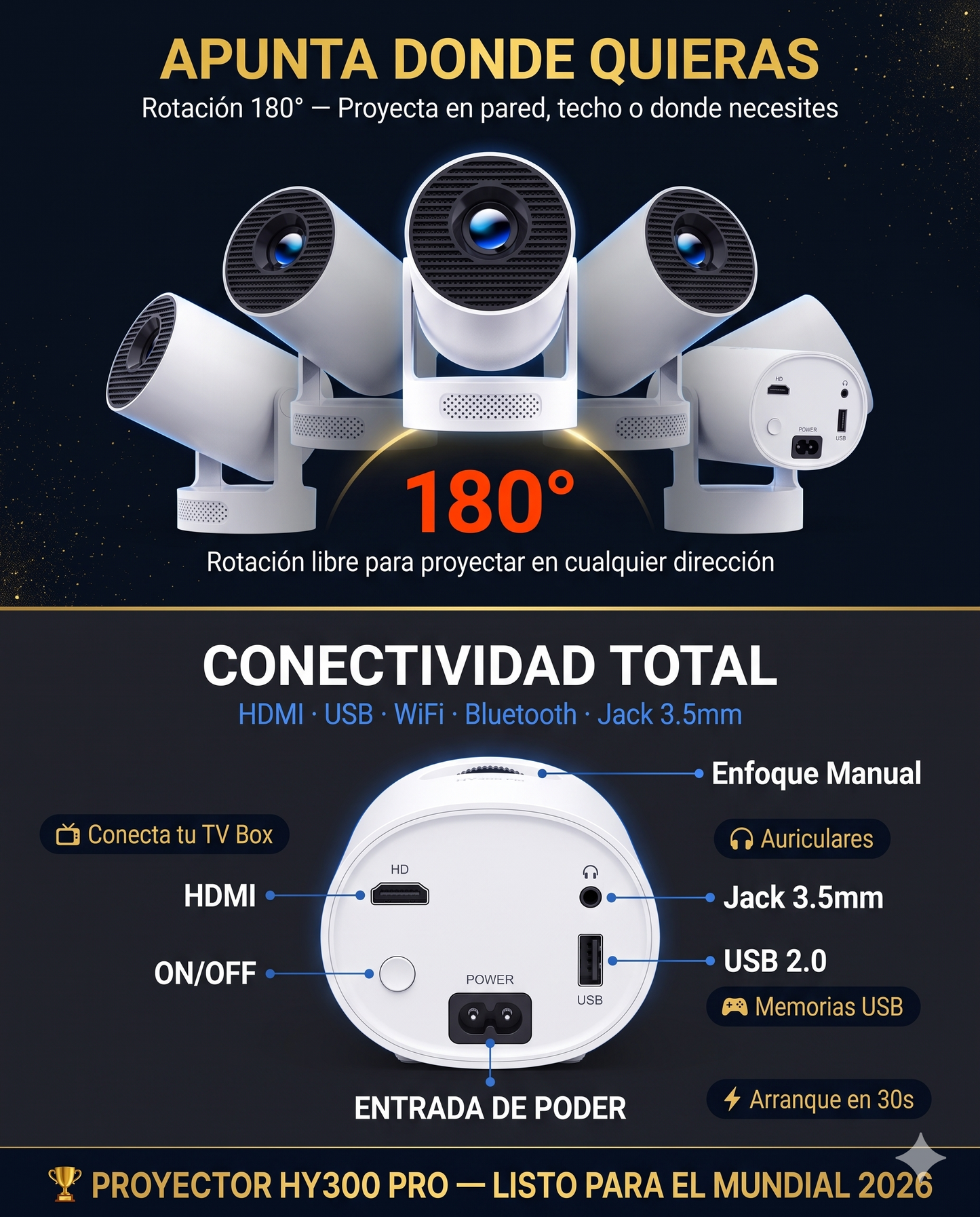 Disfruta del Mundial con el PROYECTOR HY300